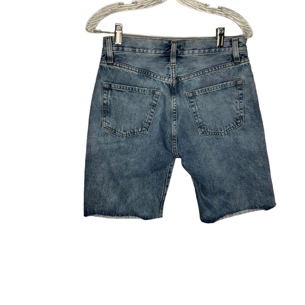 Frame Le Slouch Bermuda Riverrun Distressed High Rise Denim Jean Shorts Size 25 - Picture 3 of 8